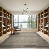 Modern Grey Grid Stripe Area Rug