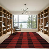 Red Classic Red Black Plaid Area Rug