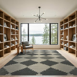 Black White Diamond Geometric Area Rug