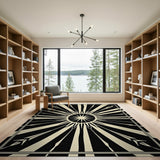 Sunburst Geometric Area Rug in Black White