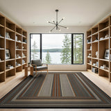 Striped Southwestern Area Rug in Brown Tan