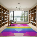 Multi-color and Patterns Rainbow Hearts Striped Area Rug