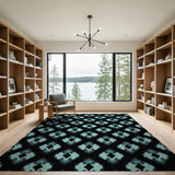 Teal Geometric Quatrefoil Area Rug