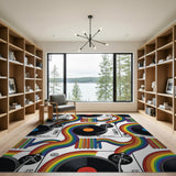 Rainbow Turntable Vinyl Area Rug
