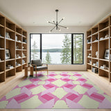 Pink Diamond Lattice Geometric Rug
