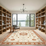 Red Floral Medallion Traditional Area Rug