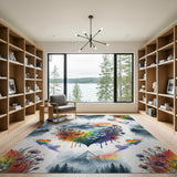 Rainbow Floral Heart Mountain Rug