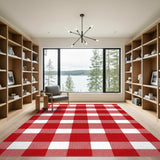 Red Checkered Gingham Area Rug