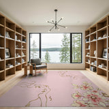 Blush Pink Floral Vine Vintage Area Rug