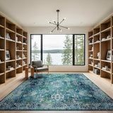 Teal Blue Traditional Persian Area Rug