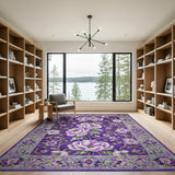 Purple Peony Floral Vintage Rug