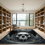 Winged Skull Gothic Moon Area Rug