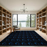 Midnight Blue Diamond Geometric Area Rug