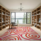 Vibrant Red Vibrant Red Swirl Abstract Area Rug