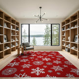 Pattern Festive Red Snowflake Pattern Area Rug