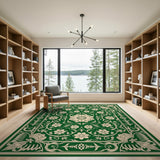 Green Elegant Green Floral Medallion Area Rug