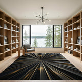 Radiant Black Gold Geometric Area Rug