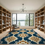 Blue and Teal Navy Traditional Persian Floral Area Rug