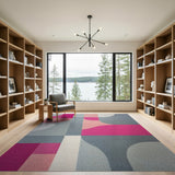 Vibrant Pink Geometric Modern Area Rug