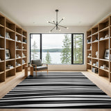 Wavy Black Lines Abstract Area Rug