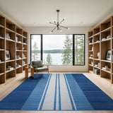 Navy and Sky Blue Striped Coastal Rug