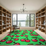 Multi-color and Patterns Fruit Pattern Vibrant Cherry Fruit Pattern Area Rug