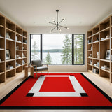 Bold Red Black White Framed Area Rug
