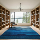 Gradient Blue Wave Abstract Area Rug