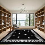 Black White Heritage Tribal Motif Rug
