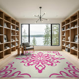 Hot Pink Floral Damask Area Rug