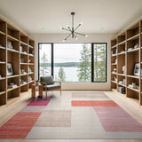 Abstract Geometric Striped Area Rug in Pink Orange Beige
