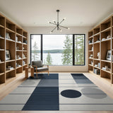 Navy Blue Geometric Circles Area Rug