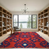 Red Navy Persian Floral Area Rug