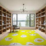 Cute Cartoon Fried Eggs Yellow Area Rug