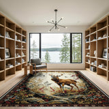 Majestic Autumn Deer Forest Tapestry Rug