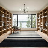 Black and White Modern Black White Striped Geometric Area Rug