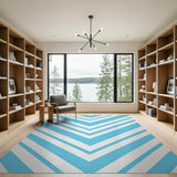 Blue and Teal Modern Blue Chevron Zigzag Area Rug