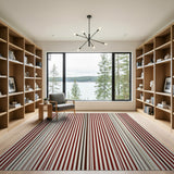 Red Bold Red Vertical Stripe Area Rug