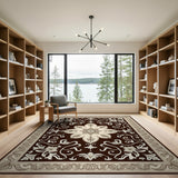 Ornate Brown Medallion Floral Area Rug