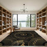 Gold Musical Notes Vinyl Record Area Rug