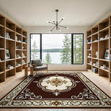Ornate Brown Medallion Area Rug