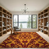 Vibrant Orange Red Floral Persian Area Rug