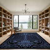 Ornate Blue Lotus Hexagon Tree Rug