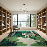 Majestic Wolf in Birch Forest Area Rug