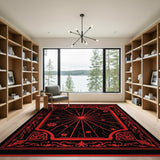 Ornate Red Skull Starburst Area Rug
