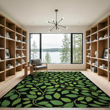 Green Leaf Dot Pattern Area Rug