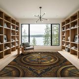 Antique Gold Compass Area Rug