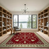 Elegant Red Persian Floral Area Rug with Gold Vines