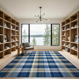 Blue and Teal Geometric Modern Navy Blue Plaid Area Rug