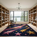 Pink Gold Shooting Stars Area Rug